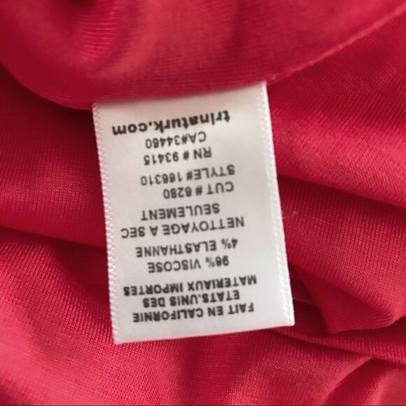 TRINA TURK Jersey Knit Sheath Dress Stretch Short Sleeve Blouson Coral Small New - Picture 11 of 16